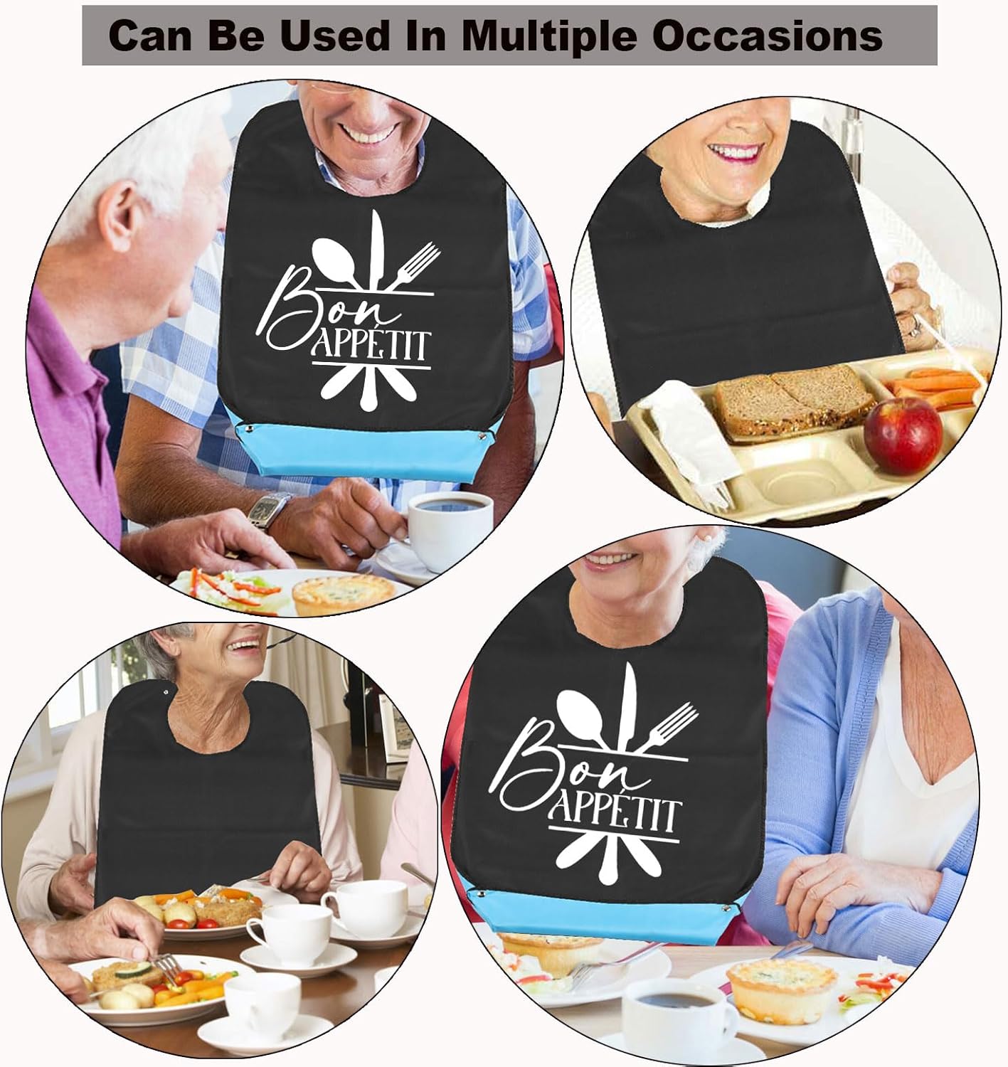 Foodie – Baberos para adultos con atrapador de migas, bromas de mordaza, babero, regalo ajustable, protectores de ropa para comer para adultos