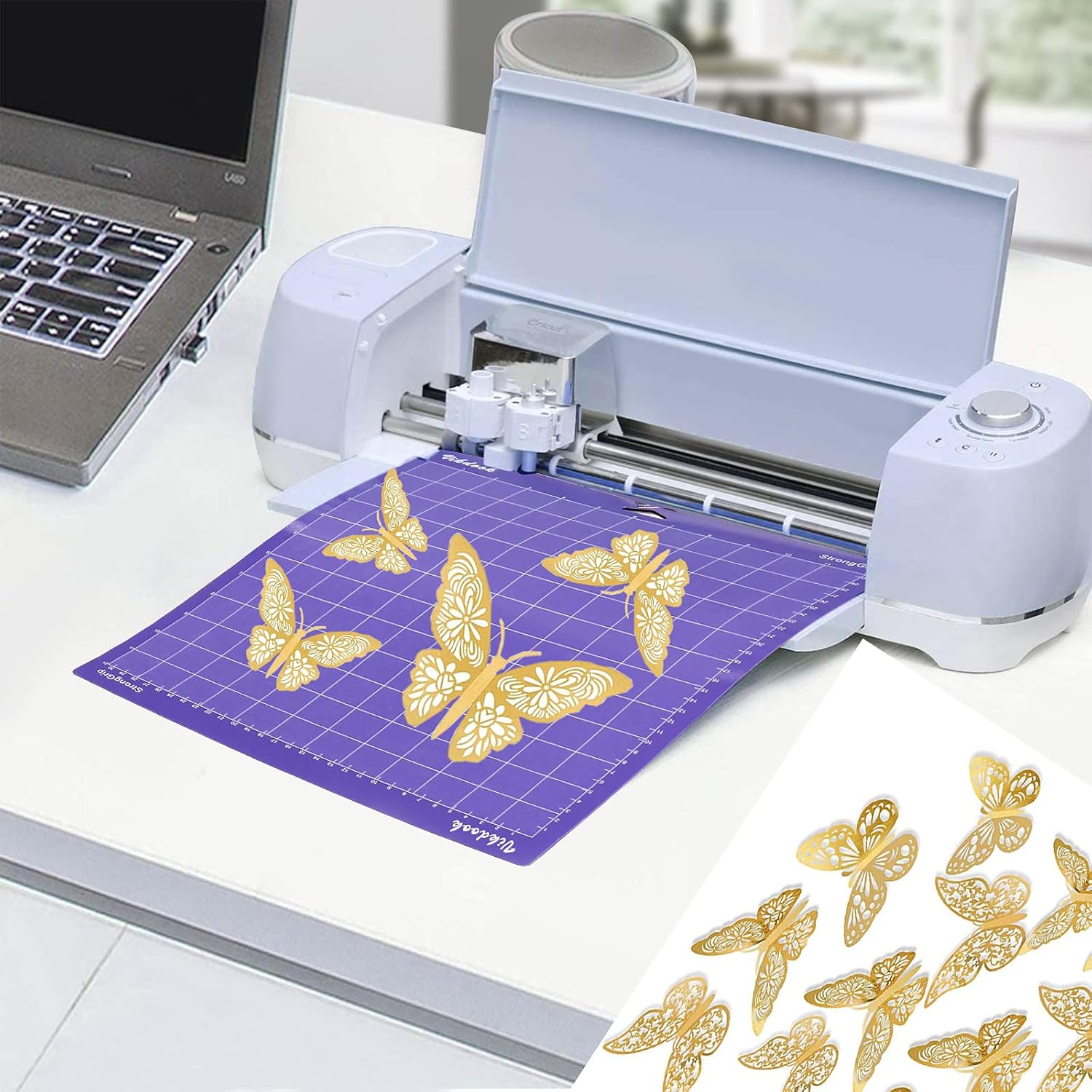 Tapete de corte para máquina Cricut de 12 x 12 pulgadas, paquete de alfombrillas adhesivas de agarre variado de color azul, agarre ligero, verde,
