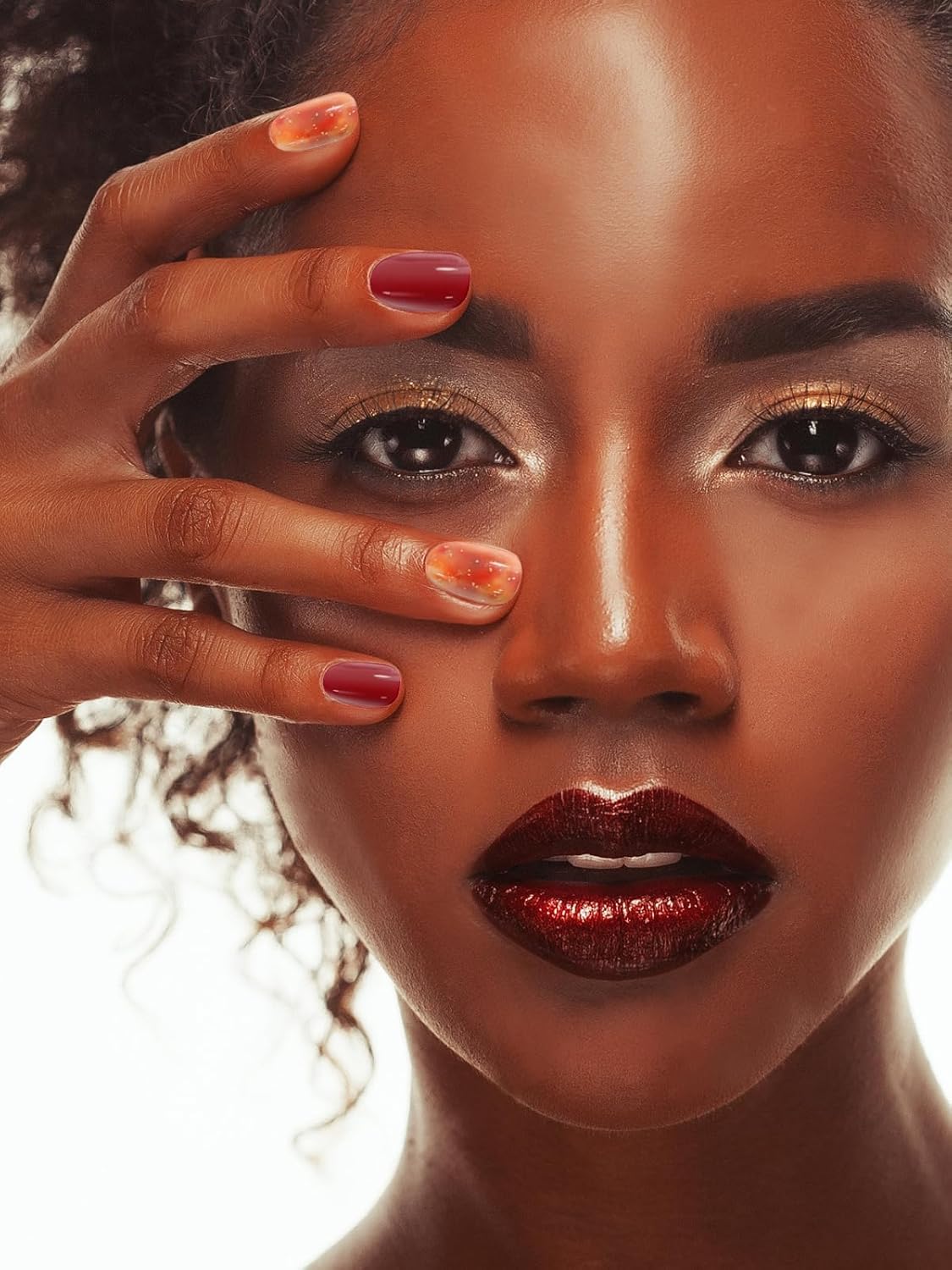 Kalolary Tiras de esmalte de uñas de gel, esmalte de uñas de gel ámbar, más brillante y duradero, envoltura de uñas de calidad de salón para otoño,