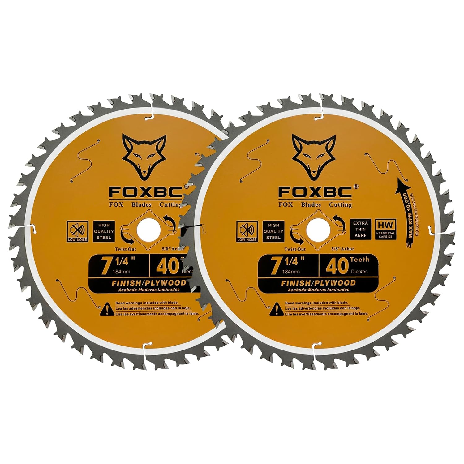 FOXBC Hoja de sierra circular de 7-14 pulgadas, 40 dientes para SKIL, DeWalt, Milwaukee, Black+Decker, Makita, Sierra circular Ryobi – Paquete de 2
