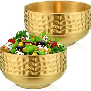 2 cuencos pequeños de acero inoxidable, cuencos de sopa aislados de doble pared de 13.5 onzas, cuenco de cereales de helado de metal dorado, cuencos 2 cuencos pequeños de acero inoxidable, cuencos de sopa aislados de doble pared de 13.5 onzas, cuenco de cereales de helado de metal dorado, cuencos
