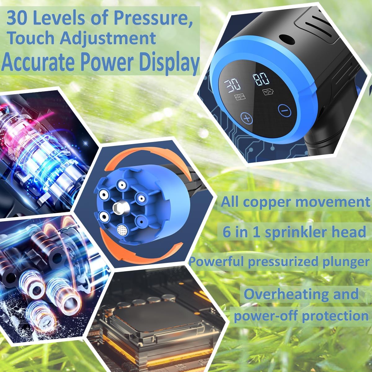 Lavadora a presión inalámbrica, pistola de limpieza portátil de 950 PSI, batería de 22500 mAh, boquilla 6 en 1, pistola de lavado de coche de alta