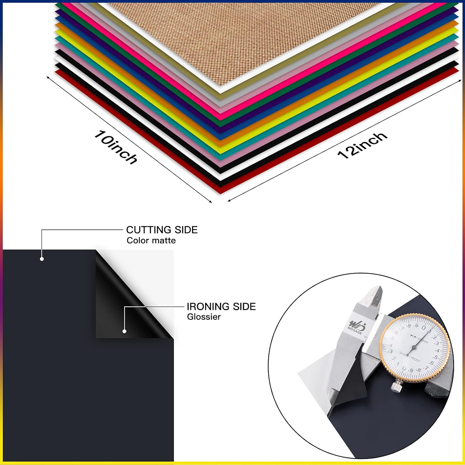 HTVRONT – Paquete de láminas de vinilo de transferencia térmica (HTV) color blanco 36 vinilos para planchar de color blanco de 12 x 10pulgadas, para