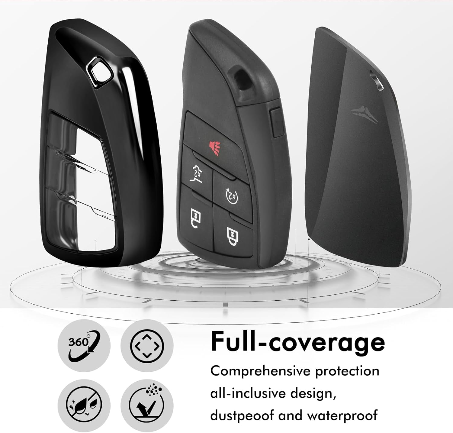 Funda compatible con Chevy Silverado 1500 GMC Sierra 1500 2022 2023, con llavero de cuero, funda de protección de TPU suave (negro)