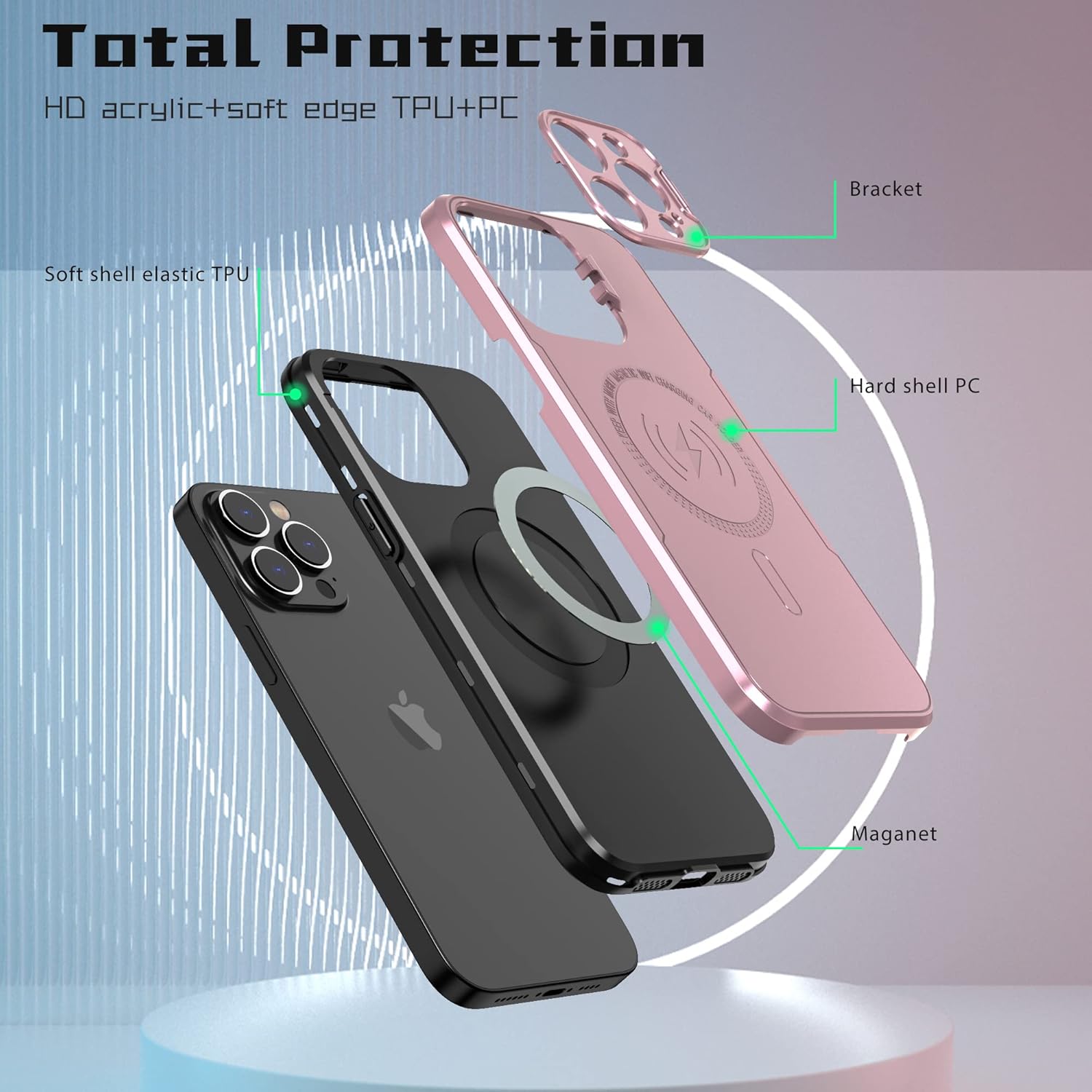 Asuwish Funda de teléfono para iPhone 14 Pro de 6.1 pulgadas con protector de pantalla de vidrio templado Magsafe y soporte delgado, funda rígida