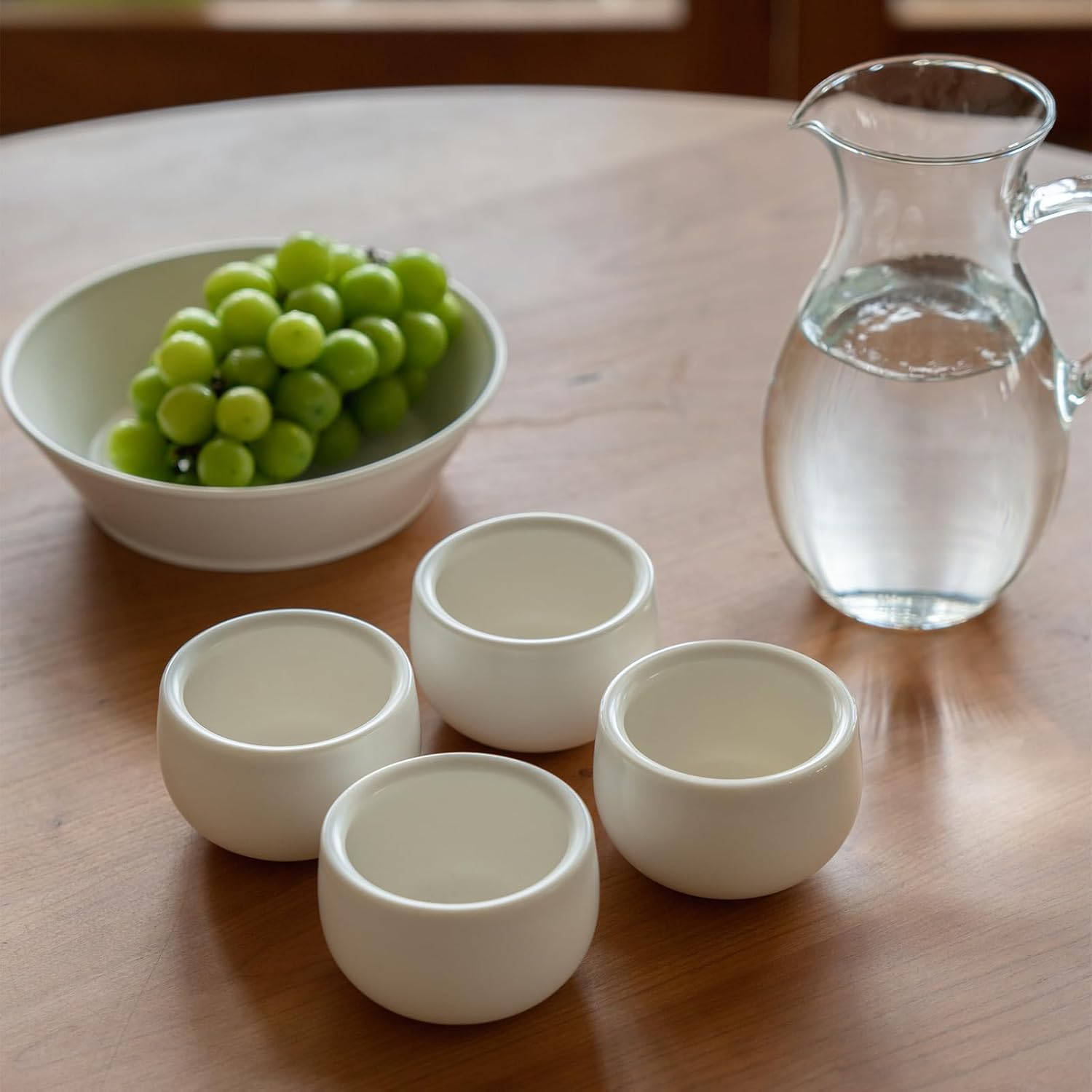 MU MO Juego de 4 tazas de café expreso de cerámica de doble pared de 7 onzas, tazas de té de porcelana con cáscara de huevo para bebidas de café,