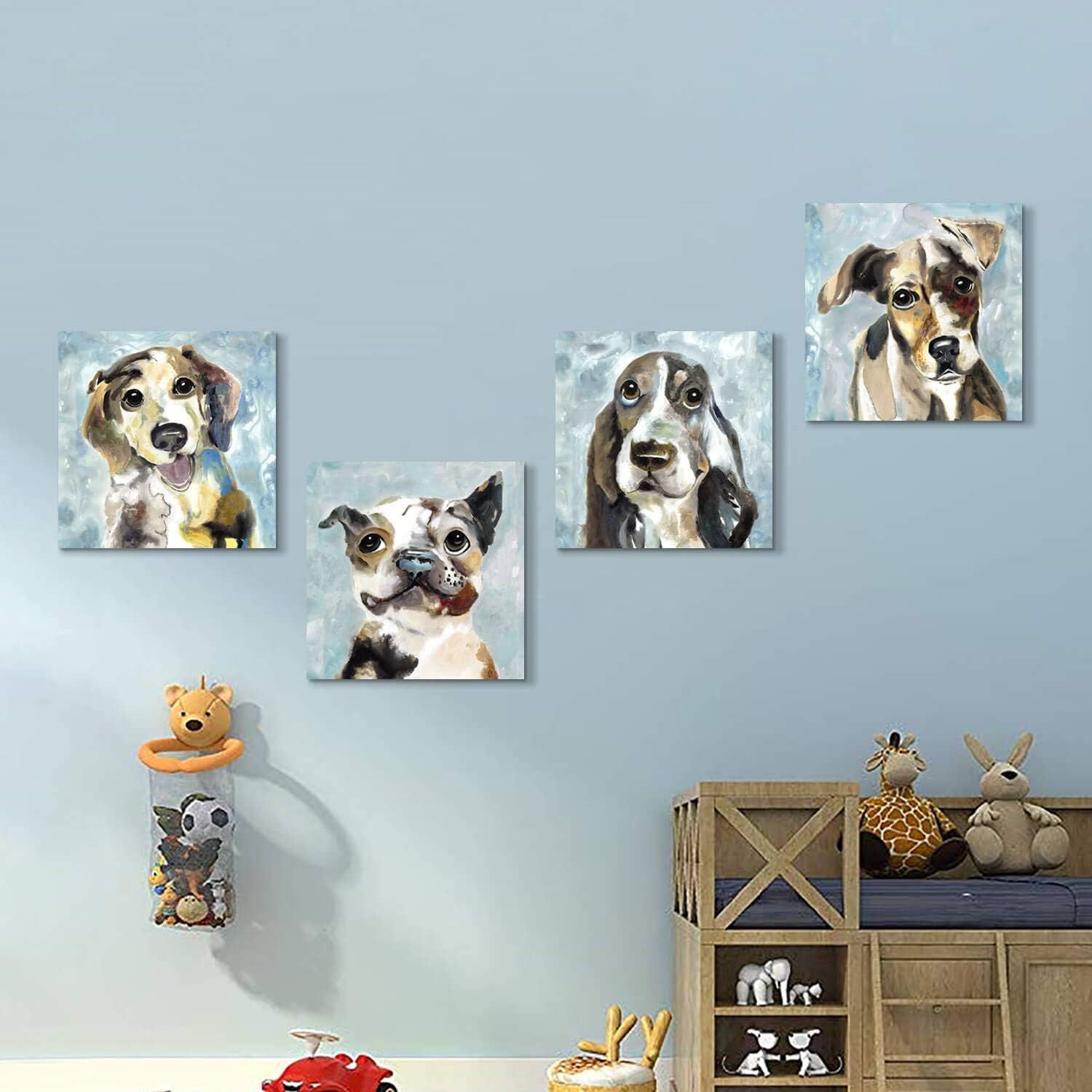 Hardy Gallery Lienzo para mascotas, obra de arte de cachorro impresión abstracta de imagen de perro sobre lienzo para paredes de habitación de niños