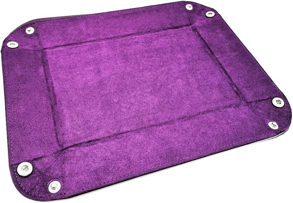 Haxtec Bandeja plegable para dados DND, color negro y morado, portátil, de piel sintética, para juegos de dados RPG como Calabozos y Dragones (negro