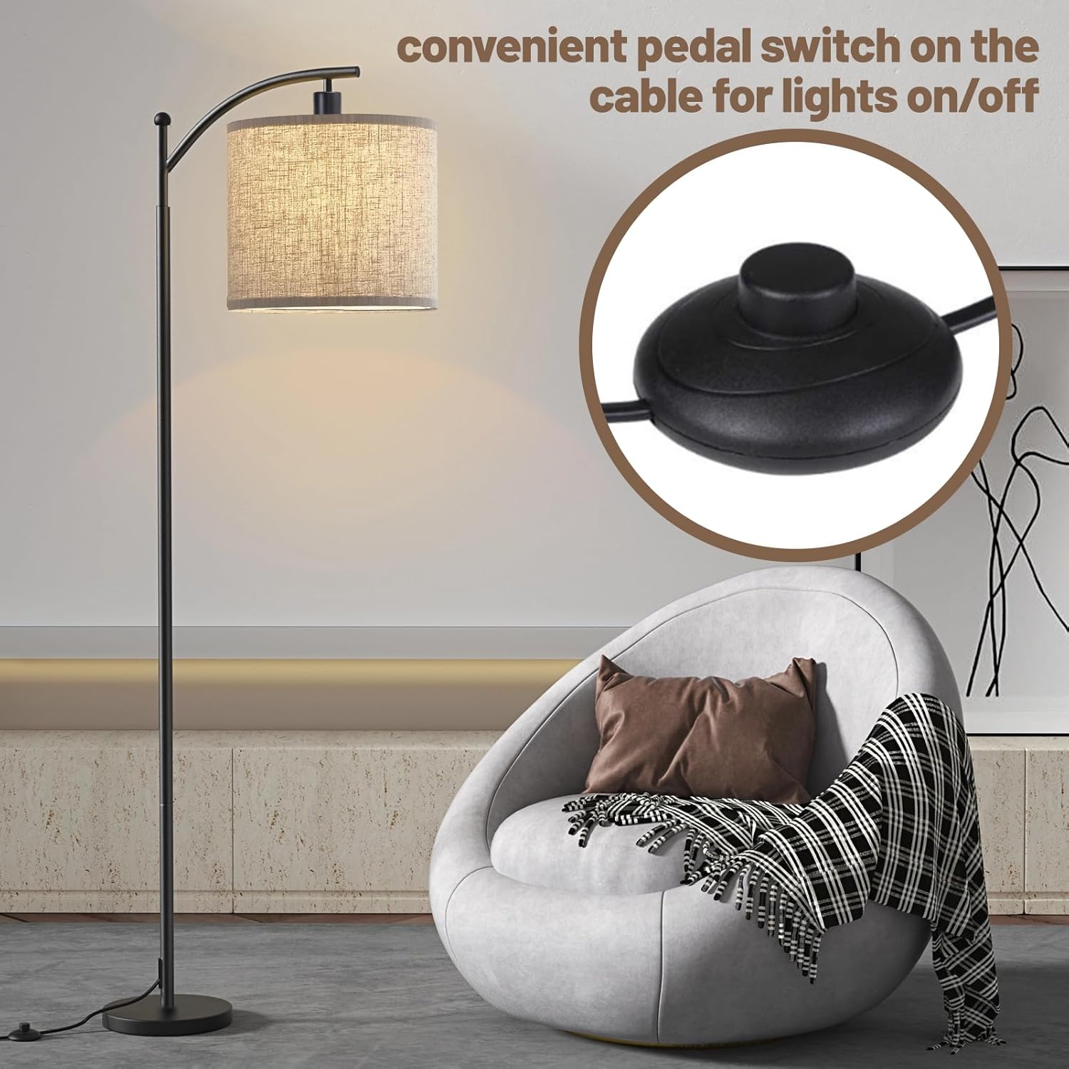 SANGFOR Lámpara de pie para sala de estar con 3 temperaturas de color, lámpara de pie LED para dormitorio, lámpara de pie bohemia para oficina,