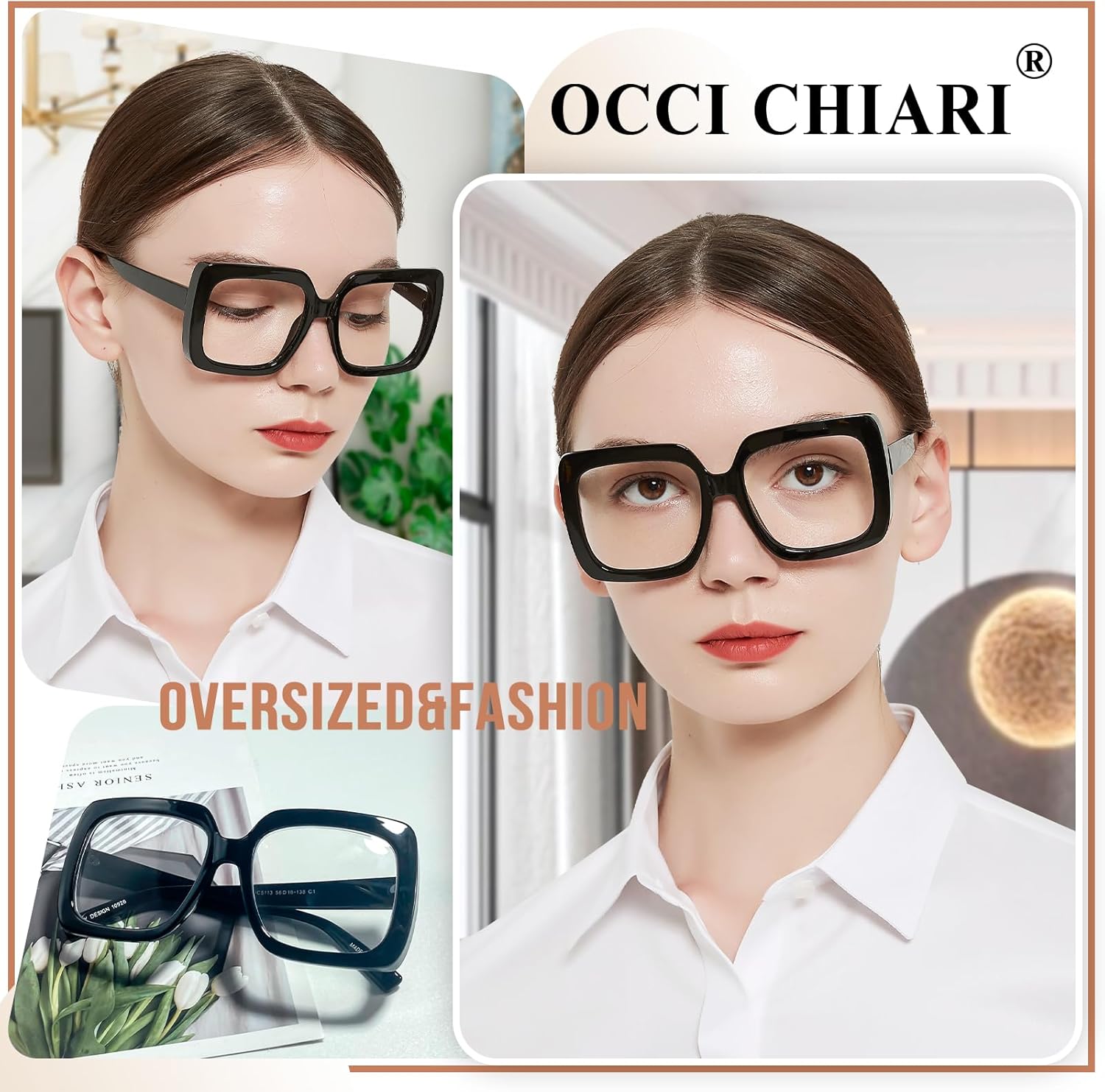 OCCI CHIARI Funky – Gafas de lectura para mujer, diseño de cabeza en L, marco resistente