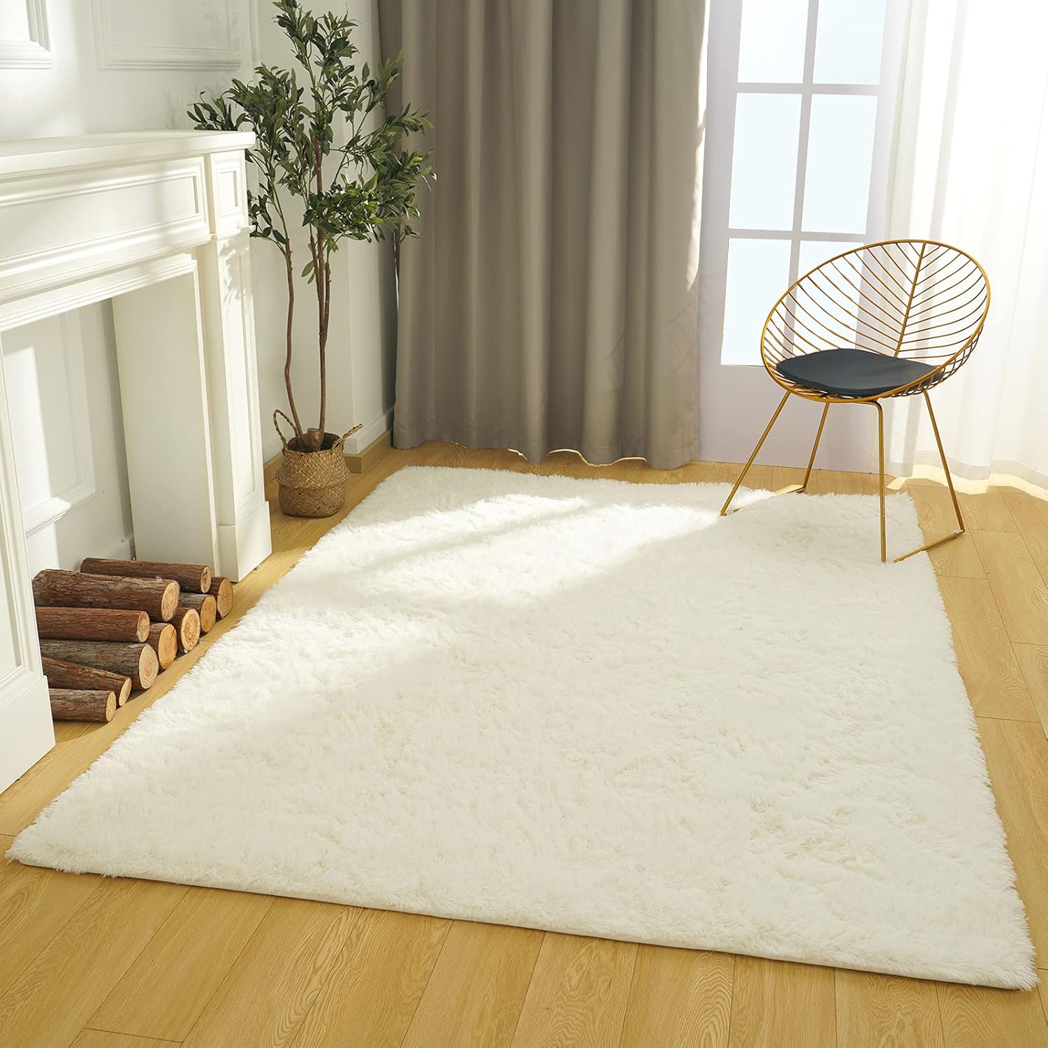 Amearea Alfombra suave y esponjosa de alta calidad, moderna, de 6 x 9 pies, alfombras peludas para dormitorio, sala de estar, decoración de