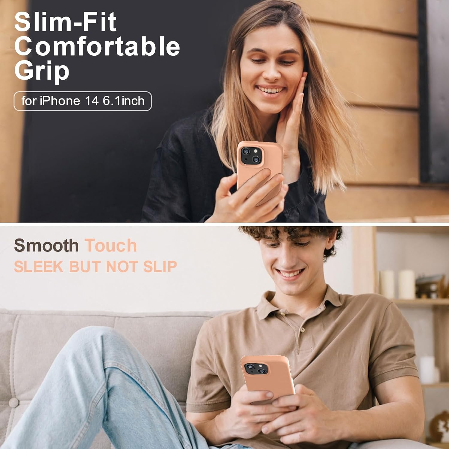 Vooii Funda compatible con iPhone 14, silicona líquida de alta calidad, forro de microfibra suave antiarañazos, ultra delgada, a prueba de golpes,
