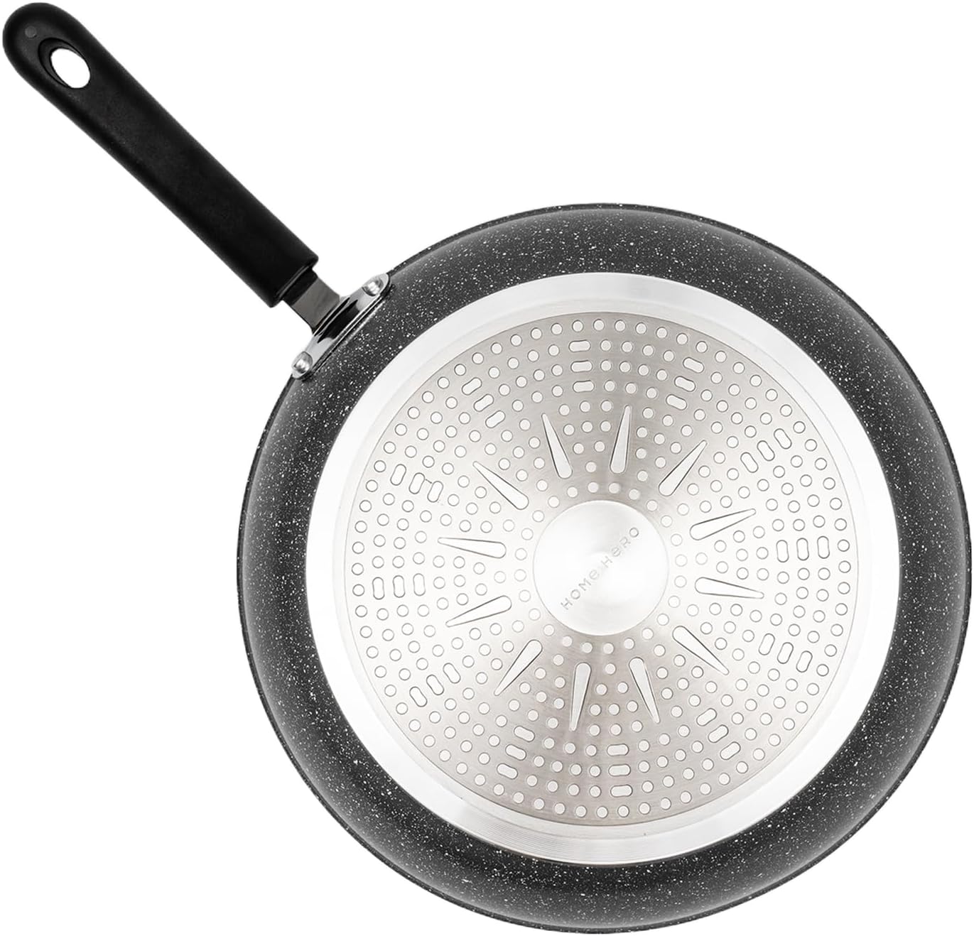HuaShuani Sartén antiadherente de 11.02 pulgadas, sartén de granito antiadherente, utensilios de cocina de piedra con tapa y asa, tapa de vidrio