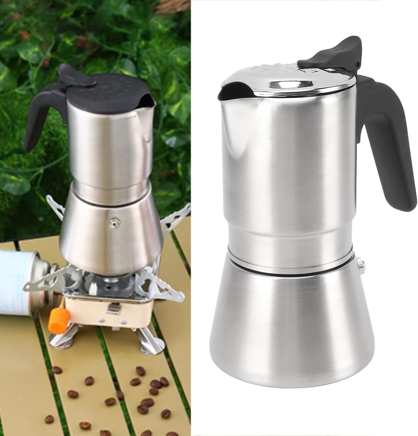 Dpofirs Cafetera clásica de café y café expreso, estilo italiano, 12 tazas de expreso, cafetera moka italiana y cubana de acero inoxidable para el