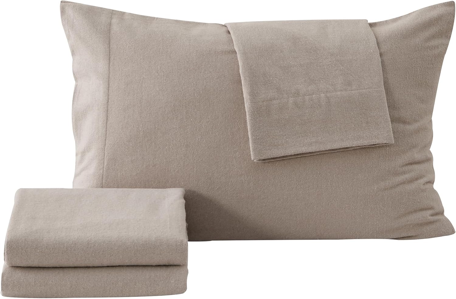Juego de sábanas de franela de mezcla de algodón de 4 piezas, sábanas y fundas de almohada de algodón, cálidas, doble cepillado para mayor suavidad