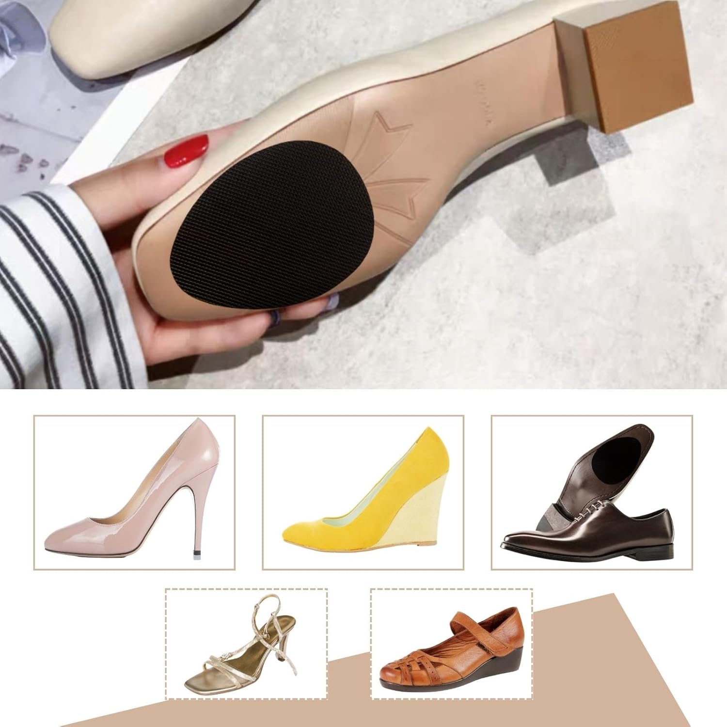 Almohadillas antideslizantes para zapatos, protectores de suela de zapatos para la parte inferior de los zapatos, 6 suelas antideslizantes para