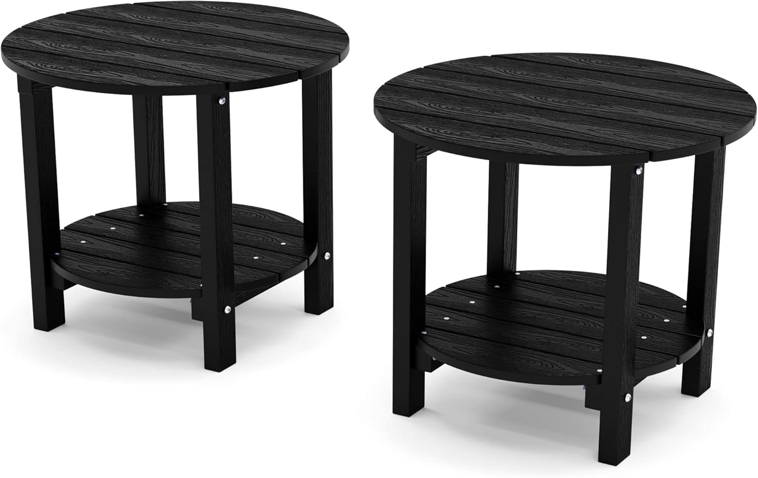 YEFU Adirondack – Juego de 2 mesas auxiliares dobles para exteriores, de 18 pulgadas, mesa auxiliar de madera de polietileno, resistente a la
