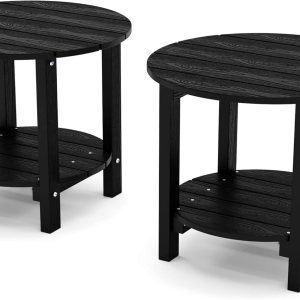 YEFU Adirondack – Juego de 2 mesas auxiliares dobles para exteriores, de 18 pulgadas, mesa auxiliar de madera de polietileno, resistente a la YEFU Adirondack – Juego de 2 mesas auxiliares dobles para exteriores, de 18 pulgadas, mesa auxiliar de madera de polietileno, resistente a la