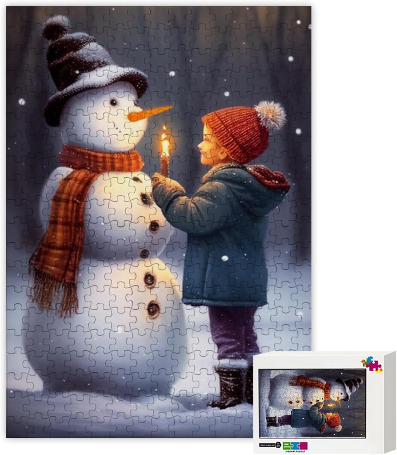 Rompecabezas de Navidad 2023 muñeco de nieve y niña con temática navideña, juego de rompecabezas minimalista para adultos, 500 piezas de
