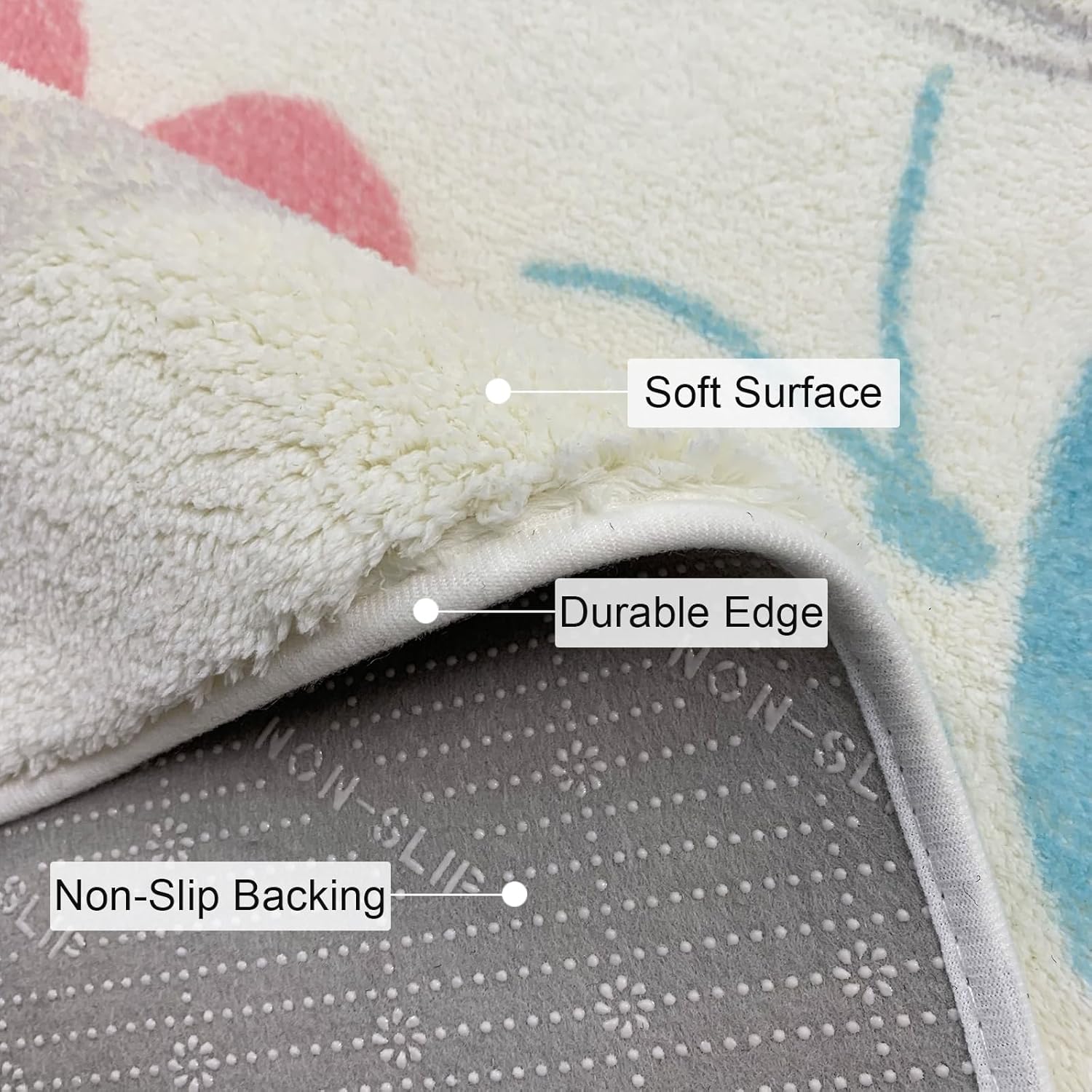 USTIDE Butterflys – Alfombra para niños, alfombra lavable de 55 x 78 pulgadas, alfombra antideslizante para habitación de niñas, habitación de