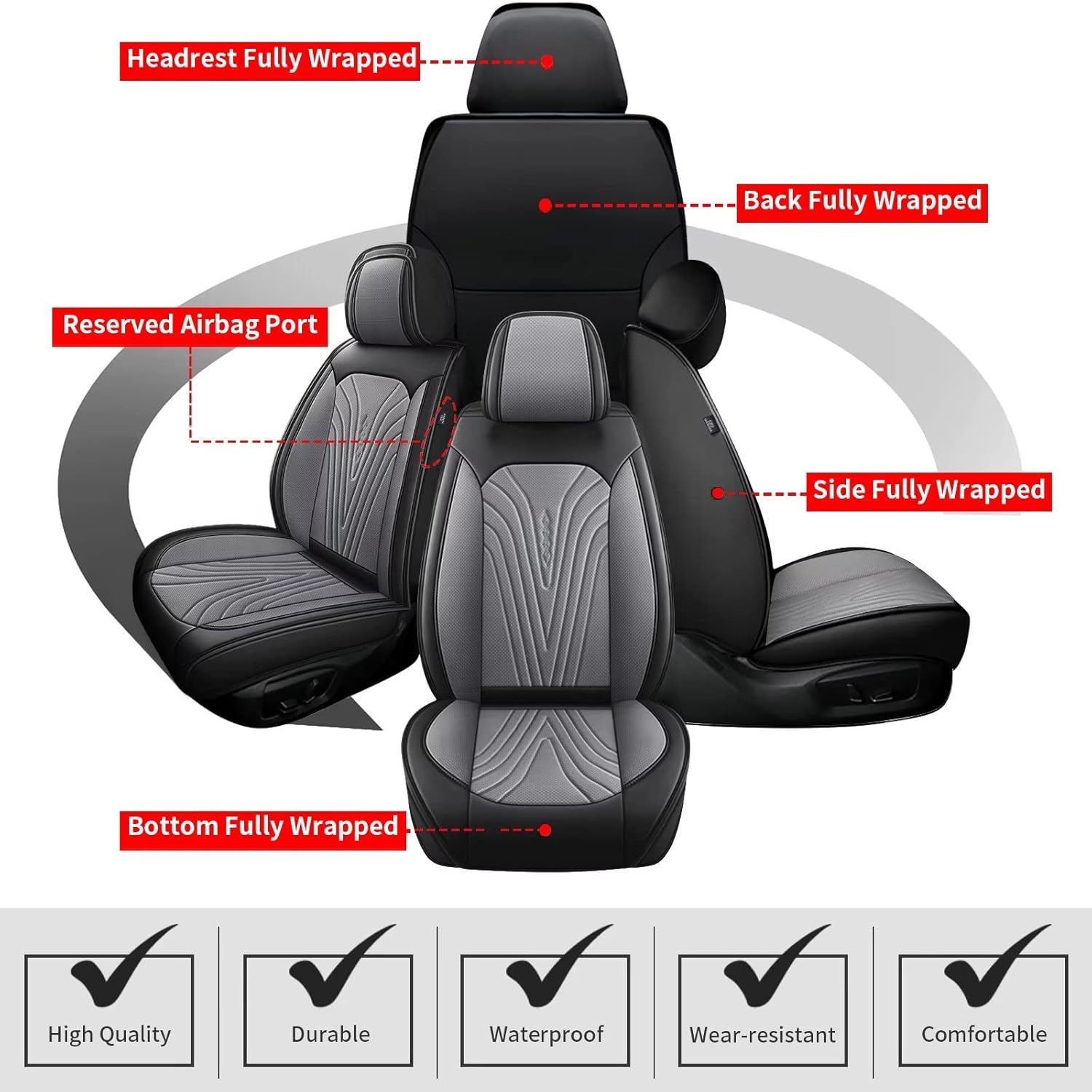 Funda de asiento para ChevyChevrolet Trailblazer 2021-2024, juego completo de 5 asientos de automóvil, fundas de asiento de cuero, impermeables,
