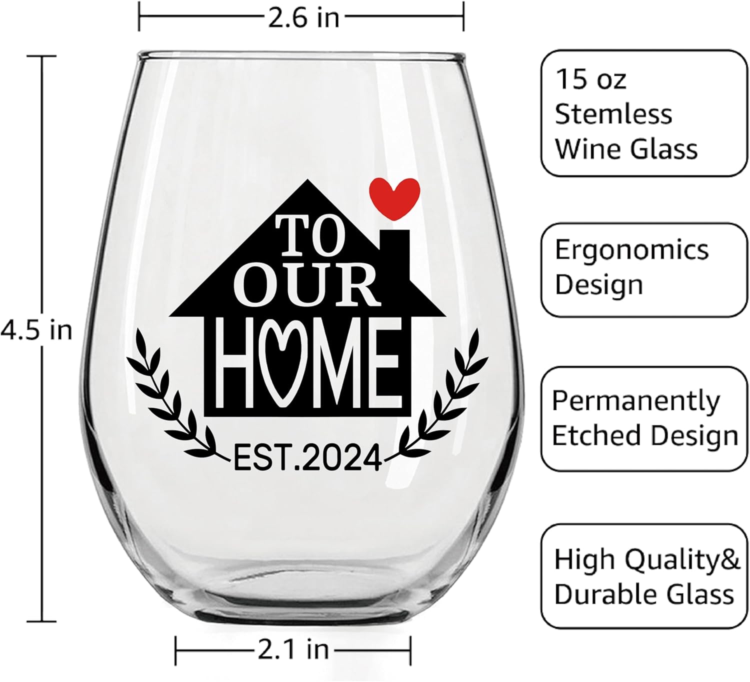 DYJYBMY Copa de vino a nuestra casa, divertidas ideas de regalo para propietarios de casa por primera vez, regalos de inauguración de la casa para