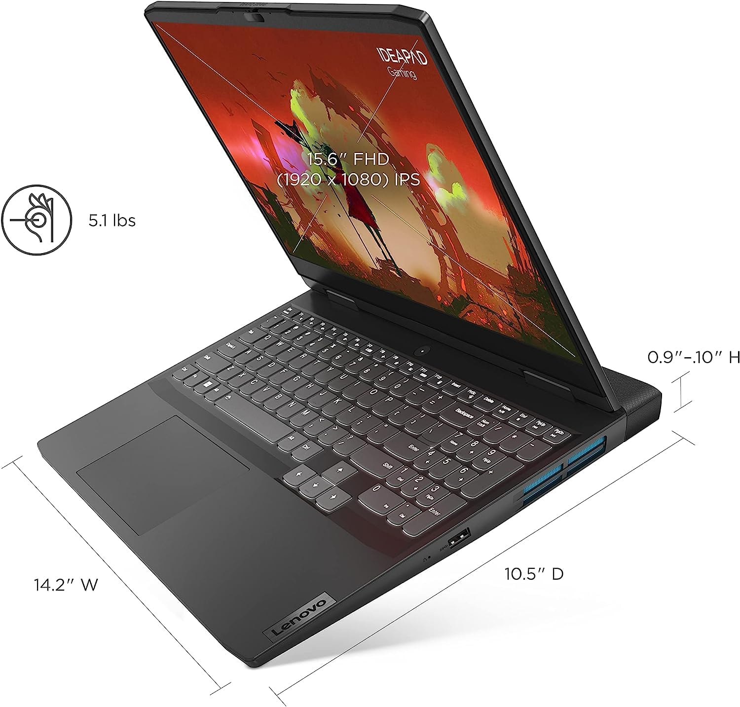 Lenovo Laptop IdeaPad Gaming 3 2023, pantalla FHD de 15.6 pulgadas, procesador AMD Ryzen 5 6600H (hasta 4.5 GHz, 6 núcleos), NVIDIA GeForce RTX