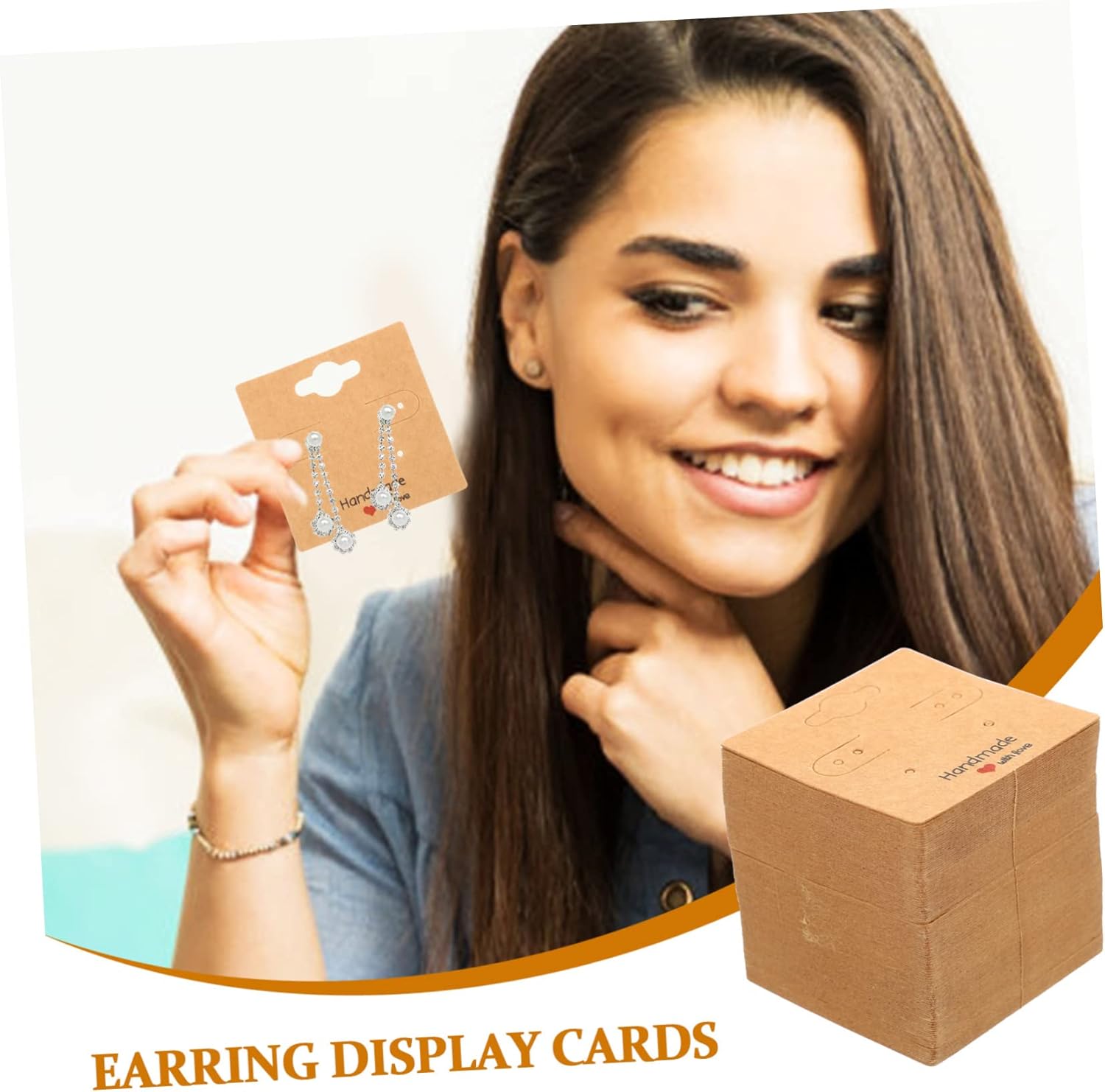 USHOBE 100 hojas de tarjetas de pendientes de exhibición al por menor, tarjetas de envoltura de pendientes, tarjetas de soporte para collares,