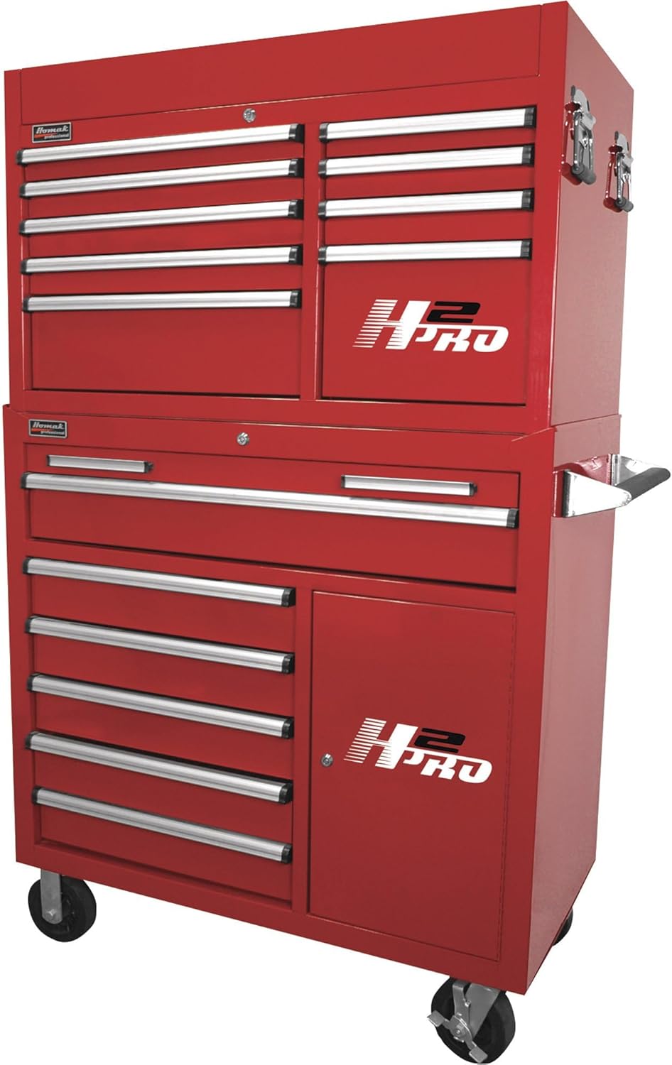 Homak H2PRO – Cofre de herramientas con tapa de 9 cajones de 41 pulgadas, color rojo, 41 18 pulgadas de ancho x 21 34 pulgadas de profundidad x 24