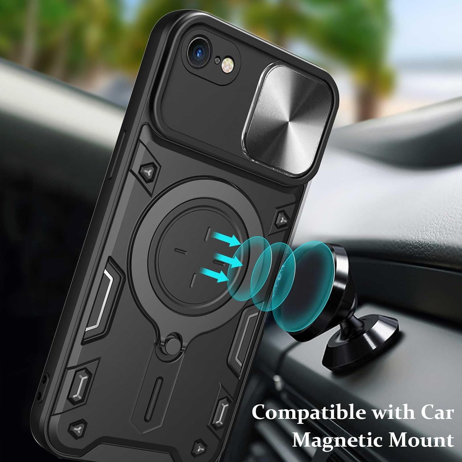 Funda para iPhone SE 2020 2022iPhone 8iPhone 7, soporte de anillo de metal, protector de lente, protección completa, a prueba de golpes, cubierta