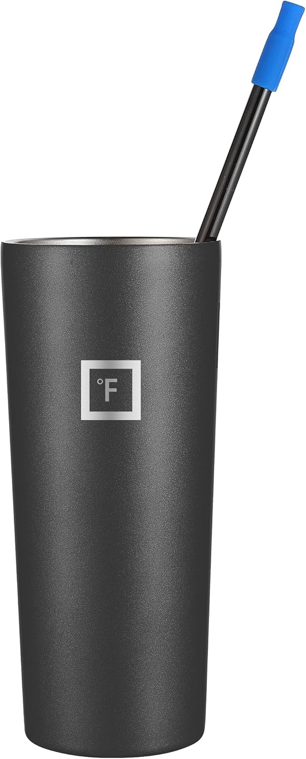 IRON FLASK Pajitas reutilizables, 6 popotes de acero inoxidable o plástico con puntas de silicona flexibles, 3 cepillos de limpieza y estuche de