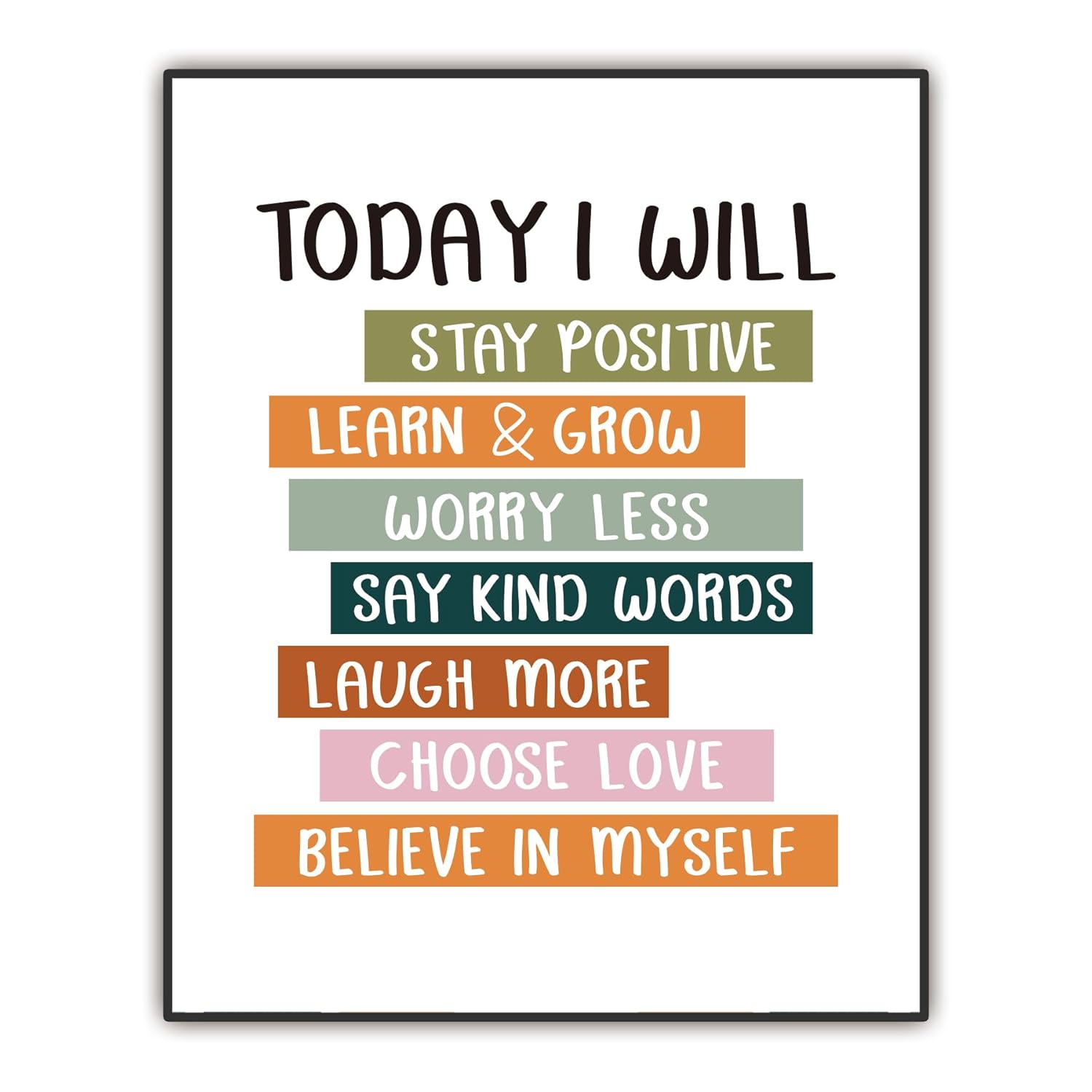 Today I Will, Positive Affirmations Poster for Kids, Classroom Decor, Kids Wall Art, Kids Room Wall Decor, Nursery Decor, Encouragement Artwork