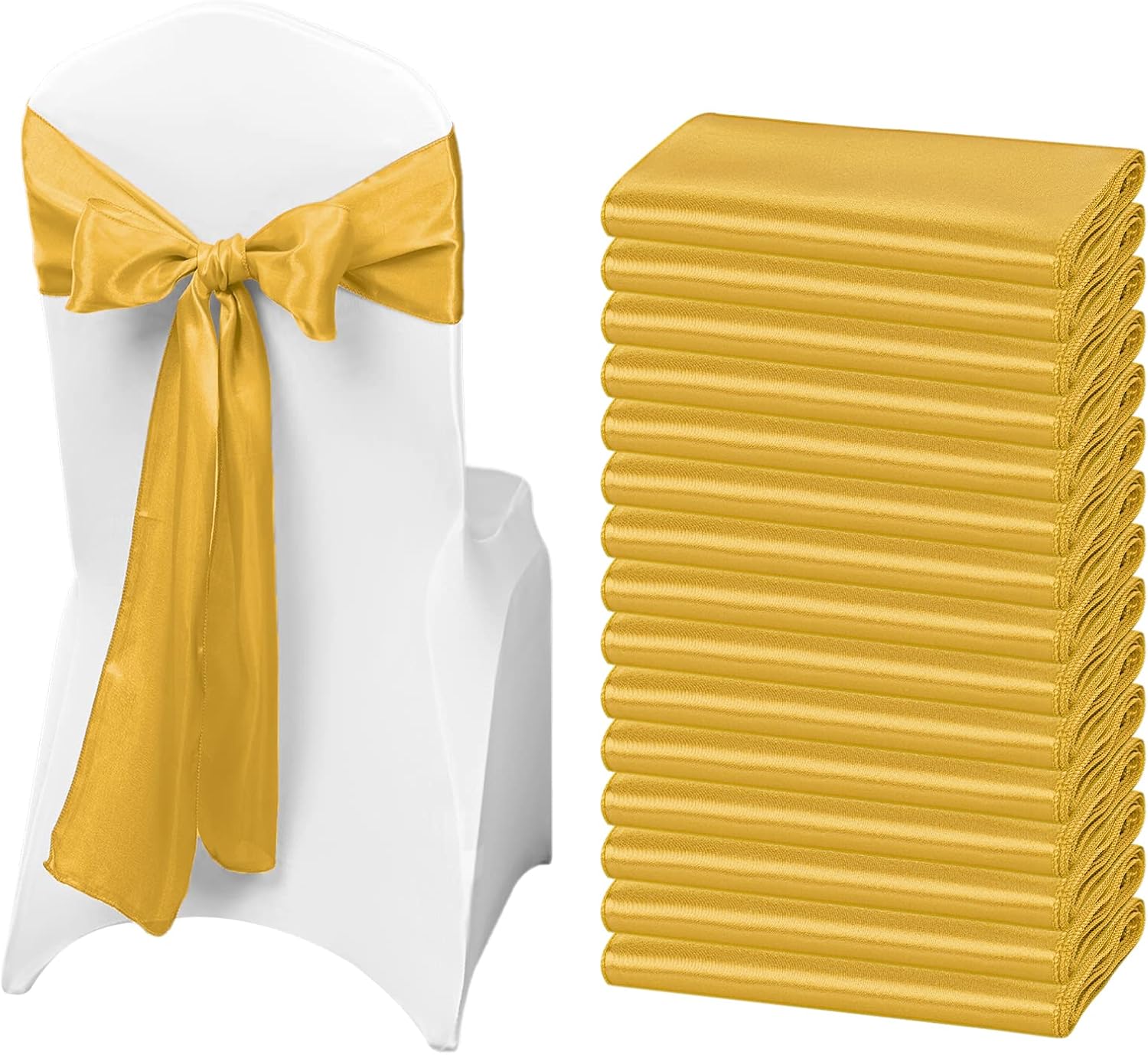 REWOMC 50 bandas de satén para silla, diseño de lazo decorativo, para Acción de Gracias, boda, vacaciones, banquetes, fiestas, decoración del hogar