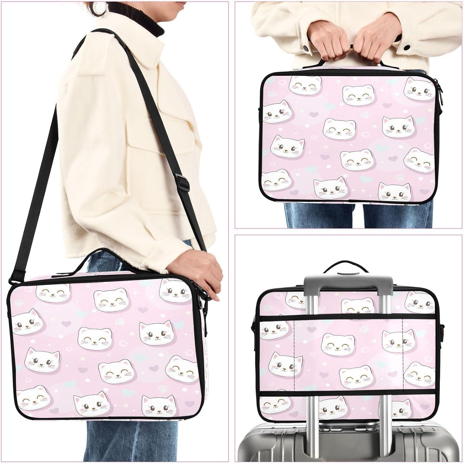 Pretty Kittens Cats Pink Sweet cosmetic bag toiletry bags for traveling toiletry bag with compartments makeup travel bags for women bolso para