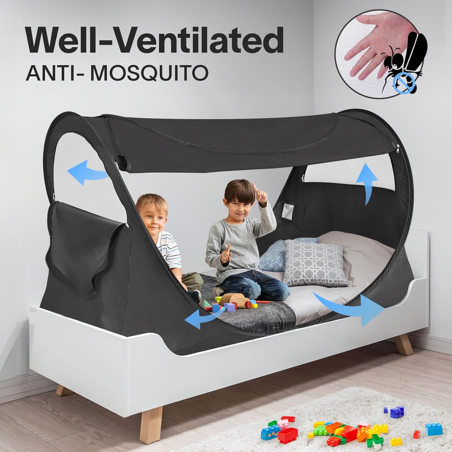 Alvantor Tienda de campaña para cama de tamaño matrimonial, toldo de cama desplegable de fácil instalación, opaca y de malla transpirable, tienda de