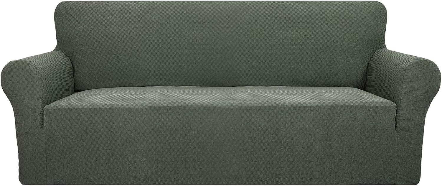 YEMYHOM – Funda elástica protectora con diseño jacquard para sofá de 3 cojines, antideslizante, a prueba de mascotas, perros y gatos (sofá, verde