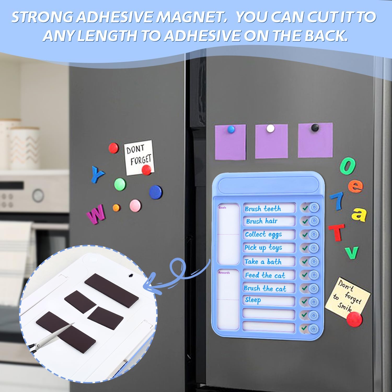 Paquete de 2 tablas de tareas borrables para niños, lista magnética de tareas reutilizables con papel de borrado en seco, tabla de programación de