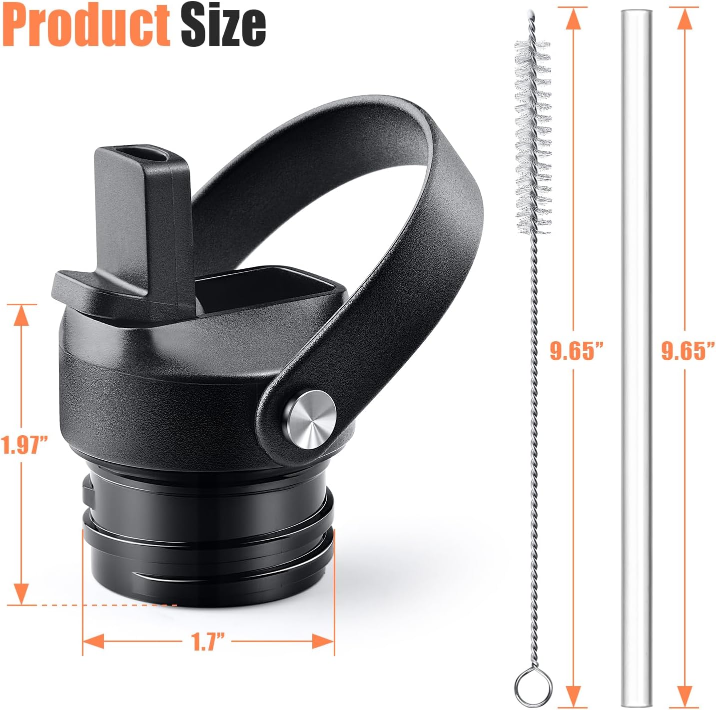 Tapa de popote para boca estándar Hydro Flask, tapa de popote compatible con Hydroflask boca estándar de 18, 21, 24 onzas, tapa deportiva superior