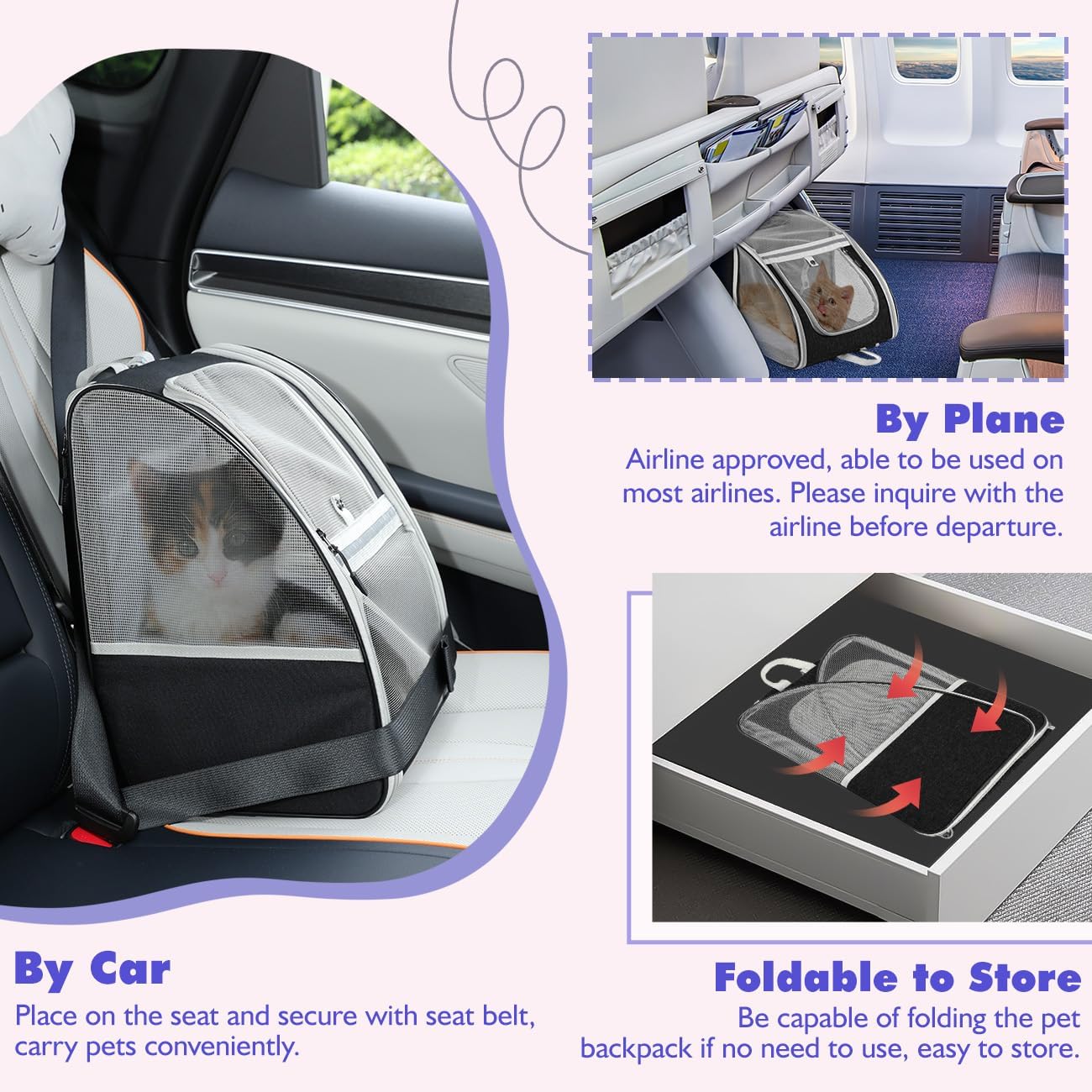 Pawaboo Mochila transportadora grande para gatos, mochila transportadora para perros pequeños y medianos, totalmente ventilada, marco de acero