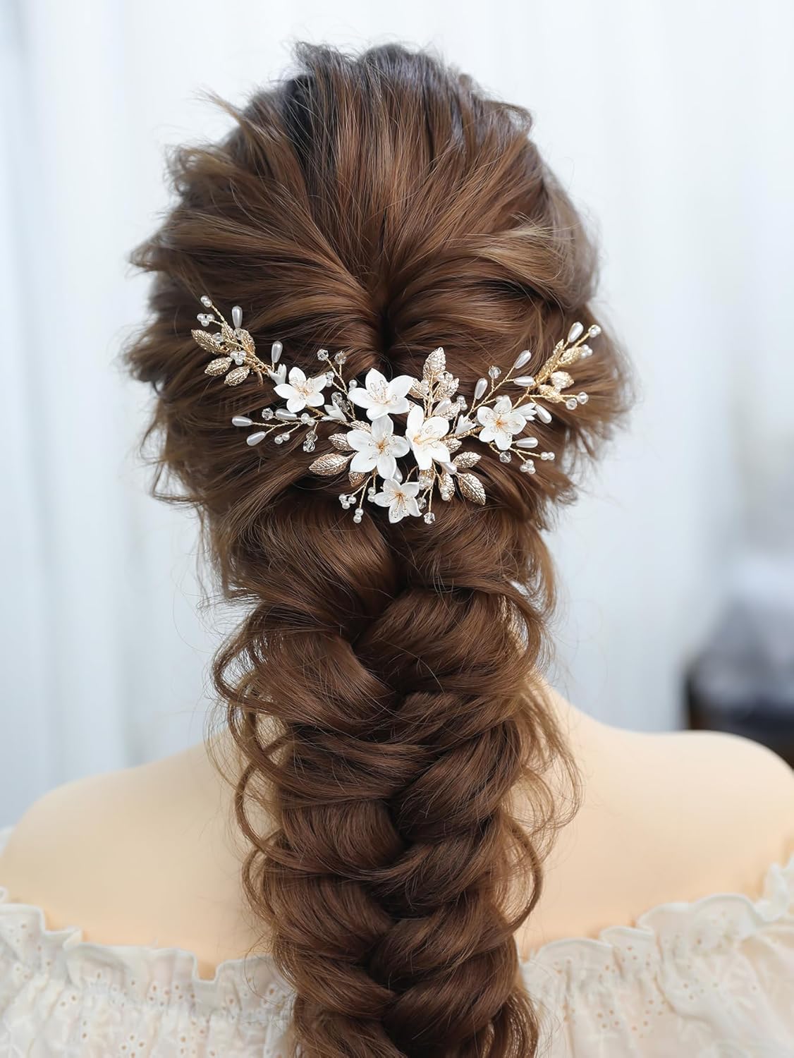 Accesorios para el cabello de boda nupcial, ramitas de perlas y peine de flores blancas, enredaderas para bodas, fiestas, novias, mujeres, niñas,