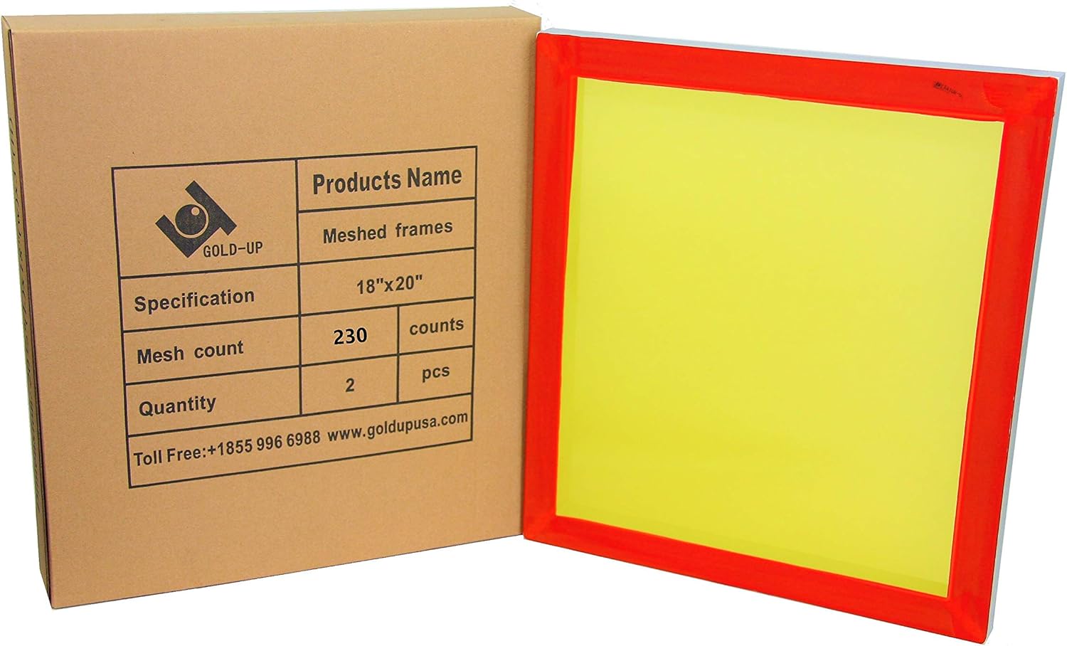 Impresión de visualización Marcos de aluminio al 18″ x 20″ con 230Malla (2unidades), color amarillo