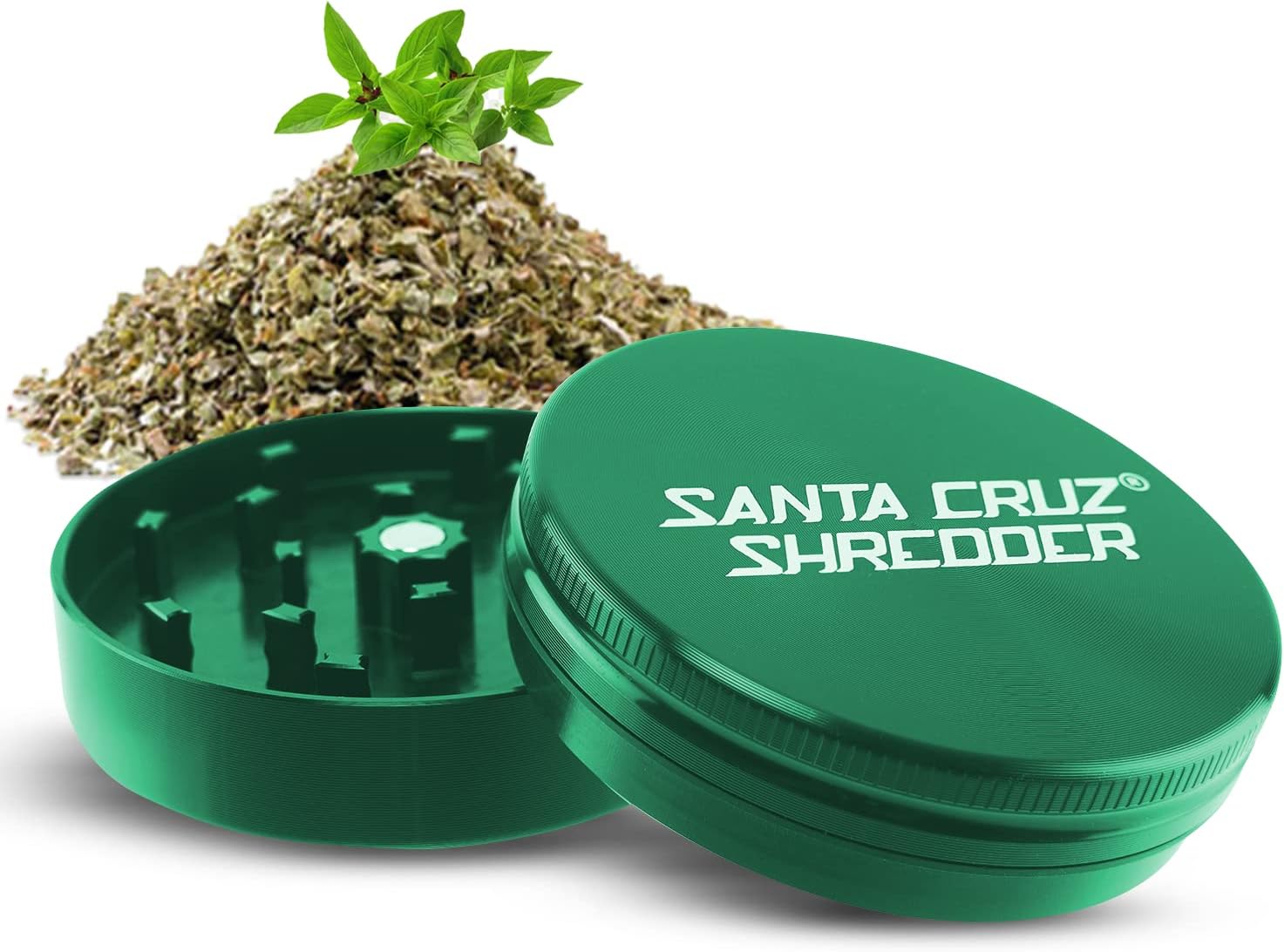 Santa Cruz Shredder Molinillo de hierbas de metal con parte superior moleteada para un agarre más fuerte, 2 piezas de 2.7 pulgadas (verde)