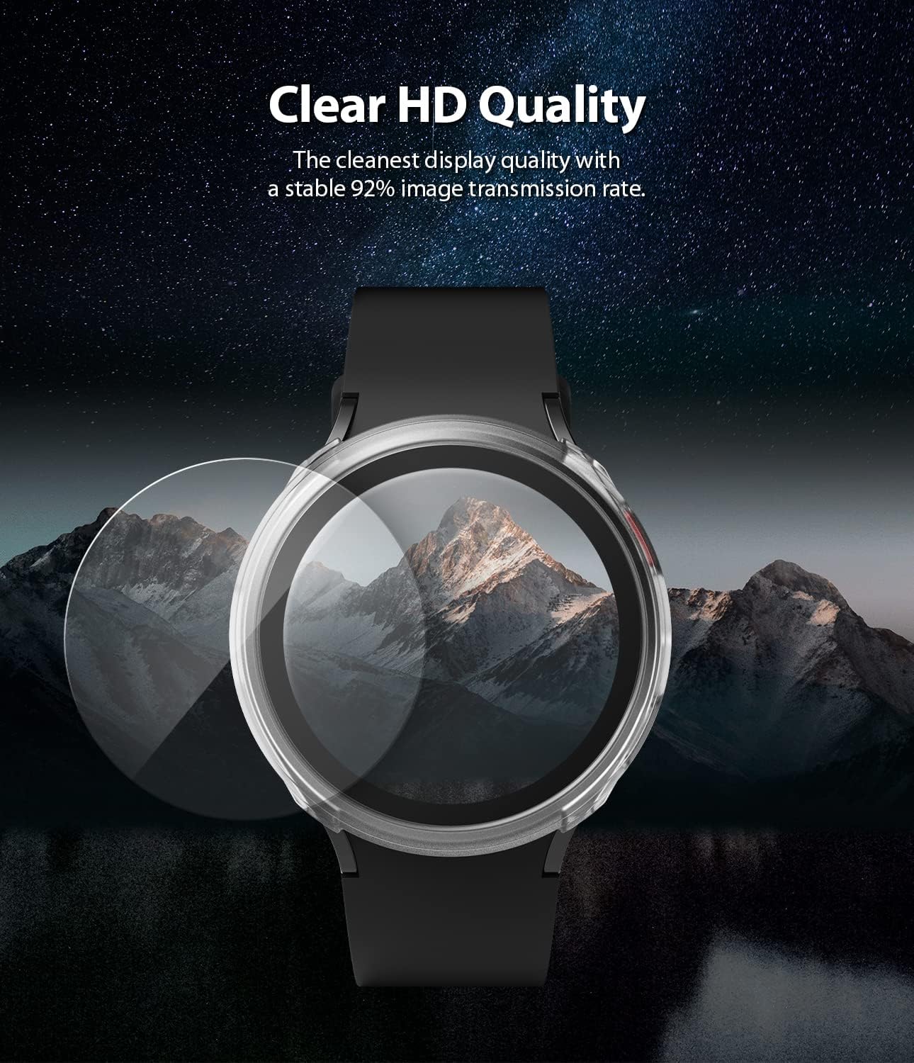 Ringke Vidrio para deportes aéreos paquete de 4 compatible con Samsung Galaxy Watch 4 1.732 in, protector de pantalla de vidrio templado dureza 9H