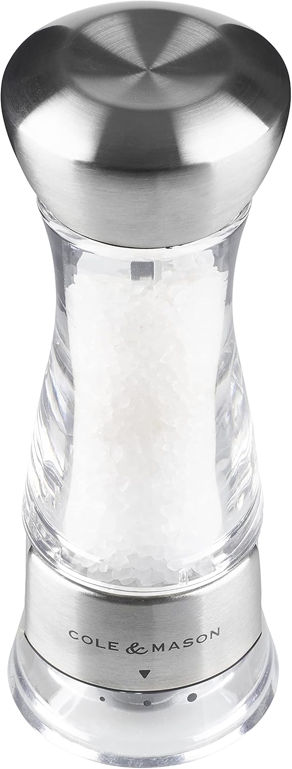 Cole & Mason Gourmet Precision Windermere – Molinillo de sal (acero inoxidable y acrílico, 6.5 in)