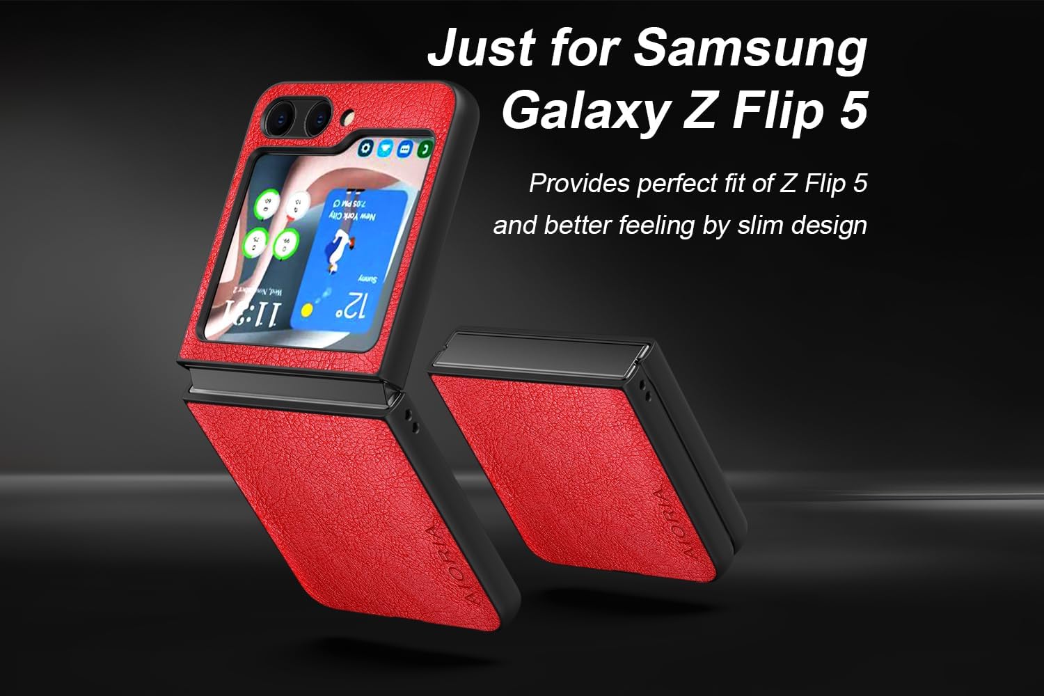 AIORIA Funda para Samsung Galaxy Z Flip5 6.7 “Pantalla Premium PU Cuero Cubierta Retro Diseño de Negocios Funda Protectora Completa para Samsung