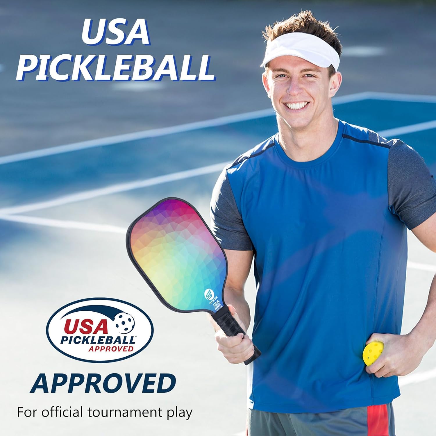 OXIKEN Pickleball Paddles Set of 2, USAPA Approved Carbon Fiber Pickle Ball Paddle (CHS), Polypropylene Honeycomb Core, Anti Slip Sweat Absorbing