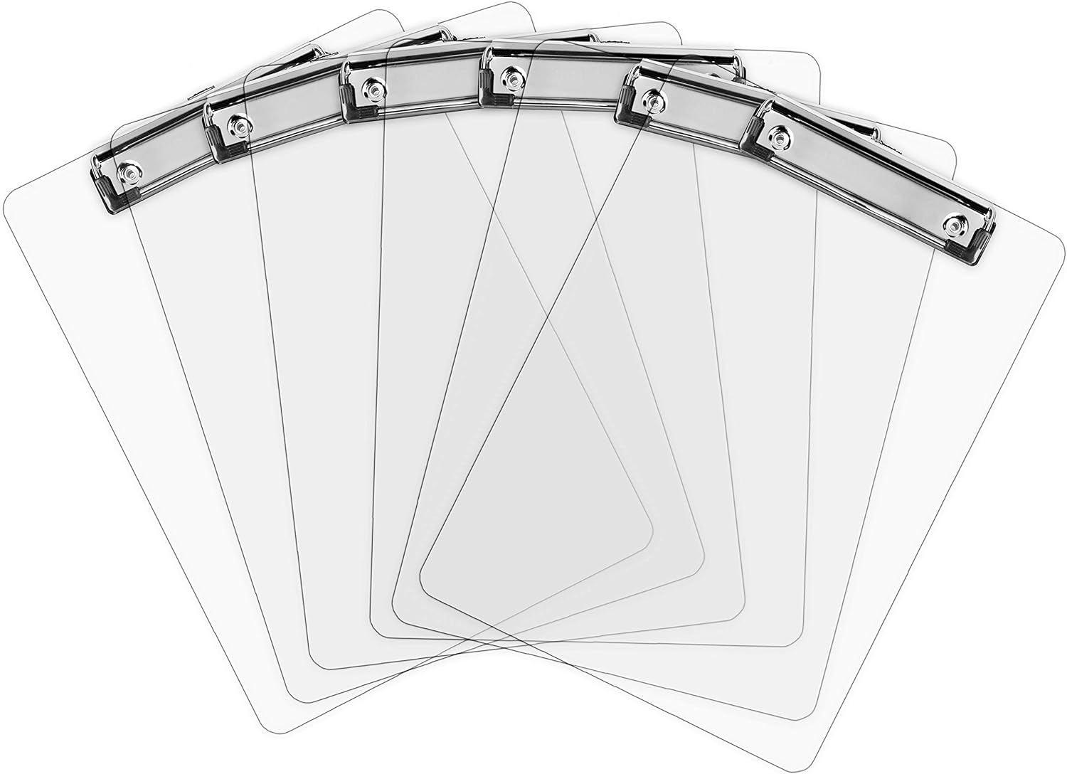 Portapapeles de plástico (juego de 6) portapapeles transparentes (transparente) fuertes de 12.5 x 9 pulgadas, capacidad para 100 hojas. Portapapeles