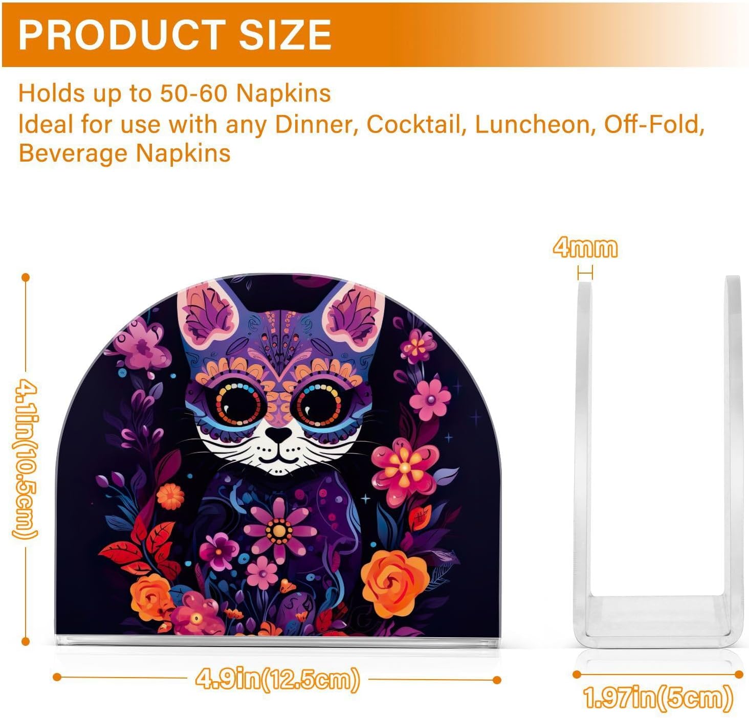 Servilletero de gato con calavera de azúcar de Halloween para mesa, dispensadores de servilletas de tejido acrílico, servilleteros de cóctel para