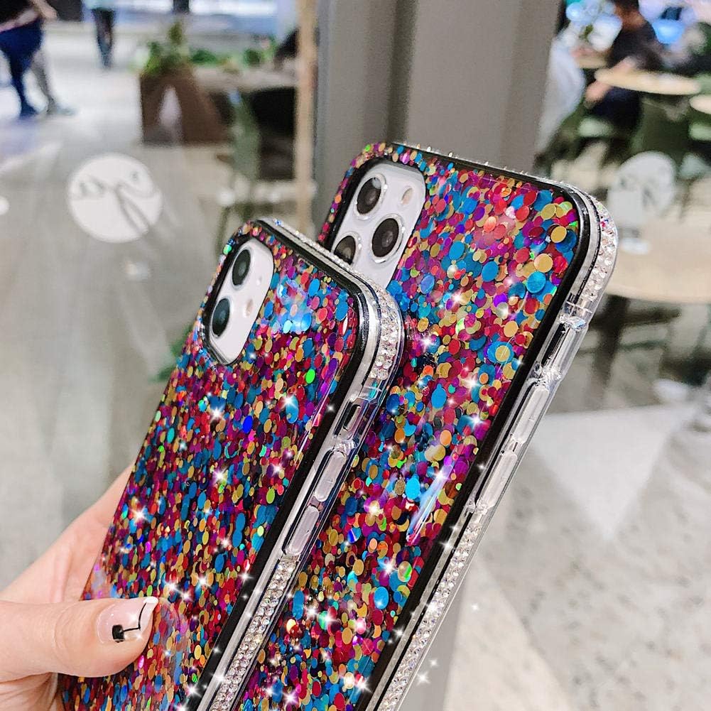 BANAILOA Funda brillante para iPhone 11 Pro Max para mujer, funda de lujo con purpurina y diamantes de imitación, diseño de cubierta dura protectora