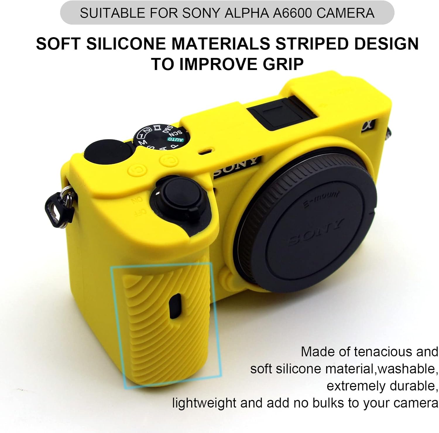 Easy Hood Funda para cámara Sony A6600 Alpha 6600 ILCE-6600 sin espejo, antiarañazos, ajuste delgado, funda protectora de goma de silicona suave